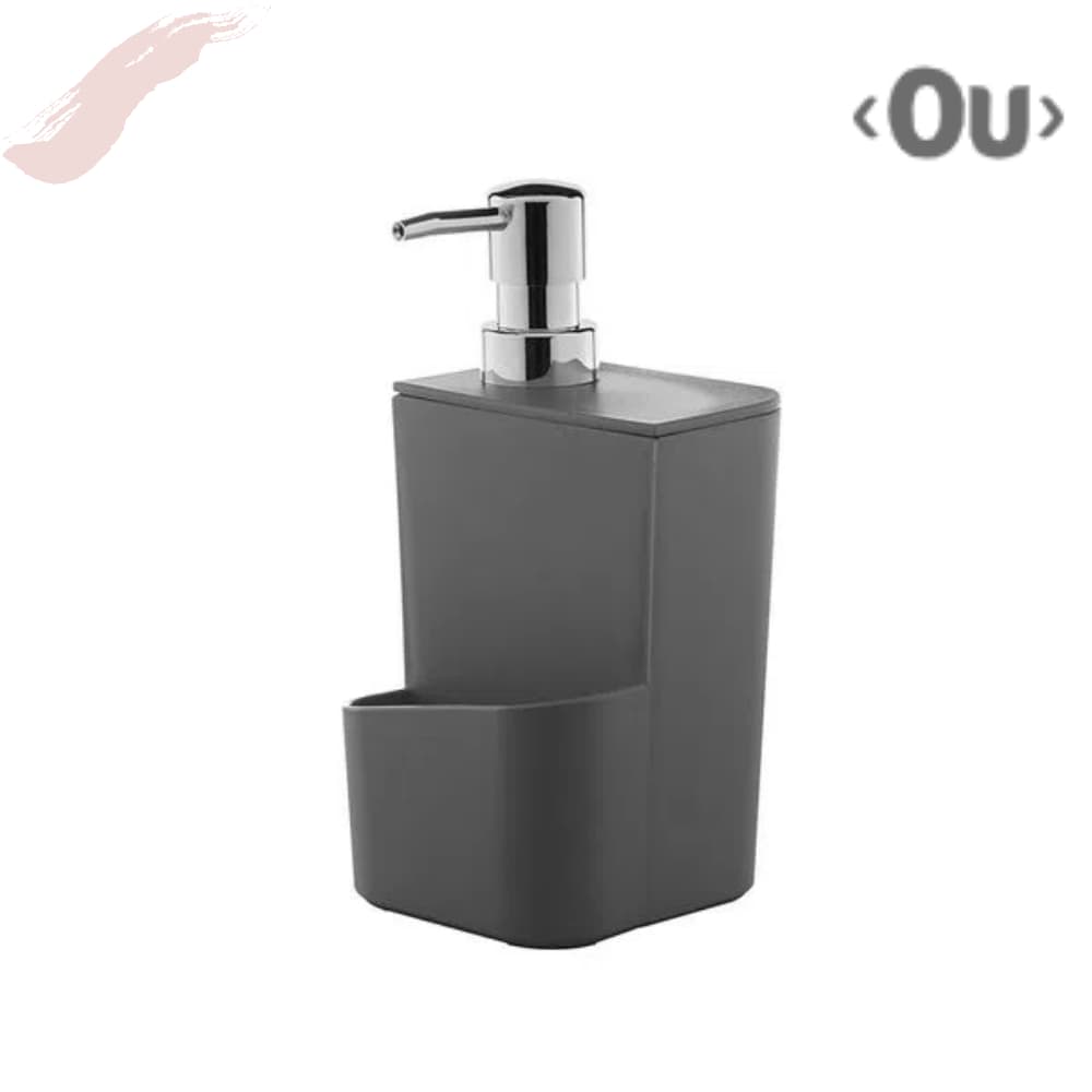 Dispenser Para Detergente e Esponja 650 ml - Chumbo - Porta Detergente e Bucha