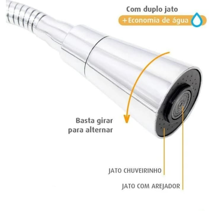 Bico Cone Arejador Gourmet Duplo Jato Cromado Para Torneira de Cozinha