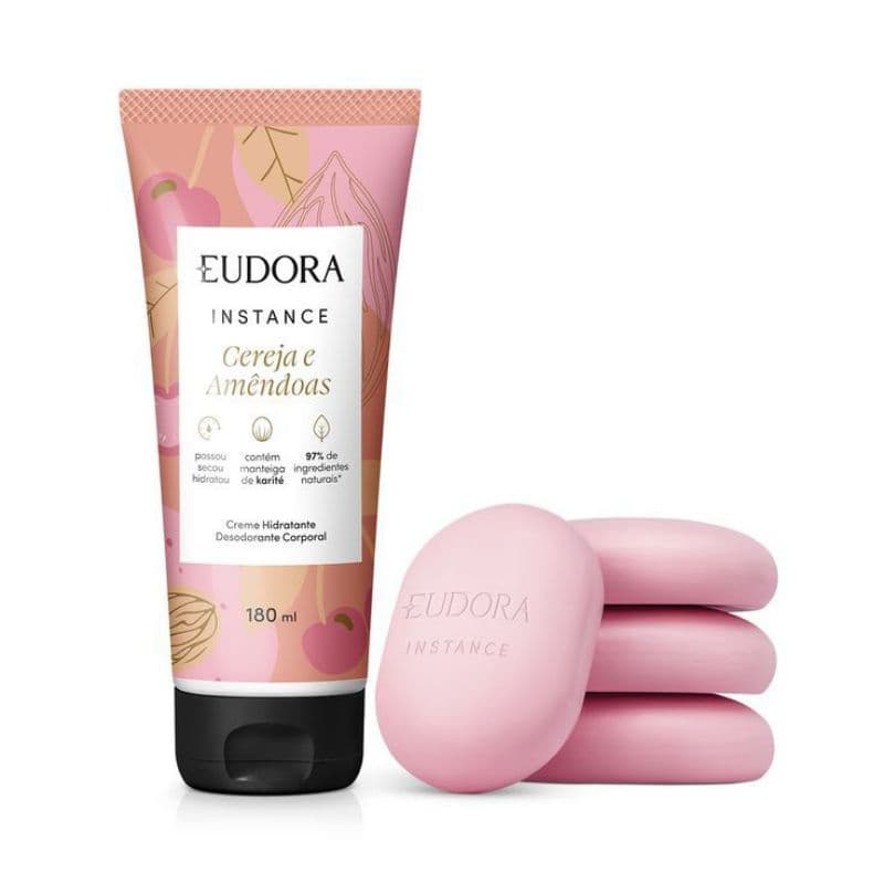 Presente Instance Cereja E Amêndoas 1 Hidratante 180ml+1 Caixa De Sabonete Com 4 Unidades.