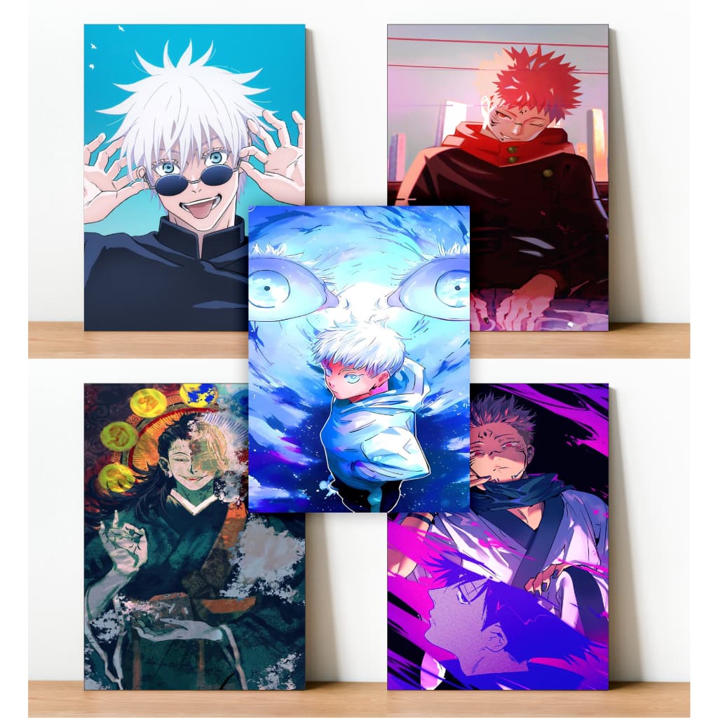 Kit 5 Placas Decorativas Anime Jujutsu Kaisen 9,5X14,5 Quadros Decorativos já acompanha dupla face