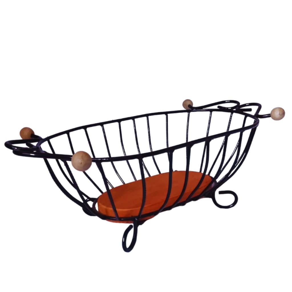 Fruteira artesanal de ferro e madeira promoção