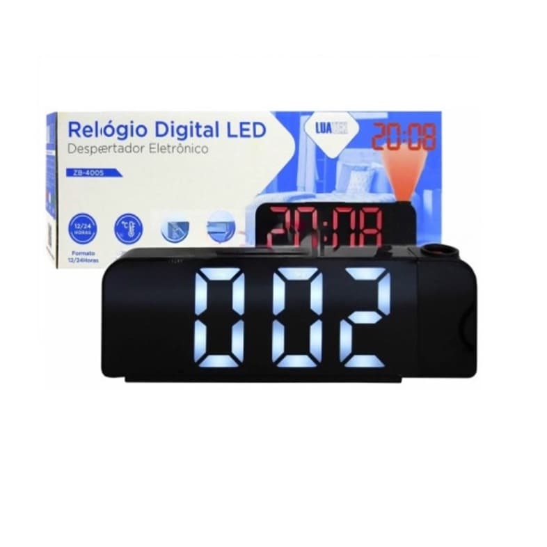 Relógio Digital Despertador de Mesa com Projetor ZB-4005 - Luatek