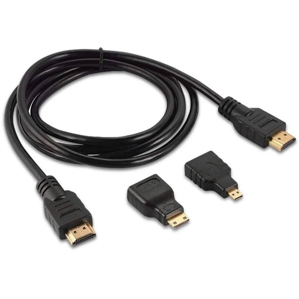 Cabo Hdmi 3x1 Adaptador Hdmi Plug Micro E Hdmi Mini 1,5m Full HD 1080p