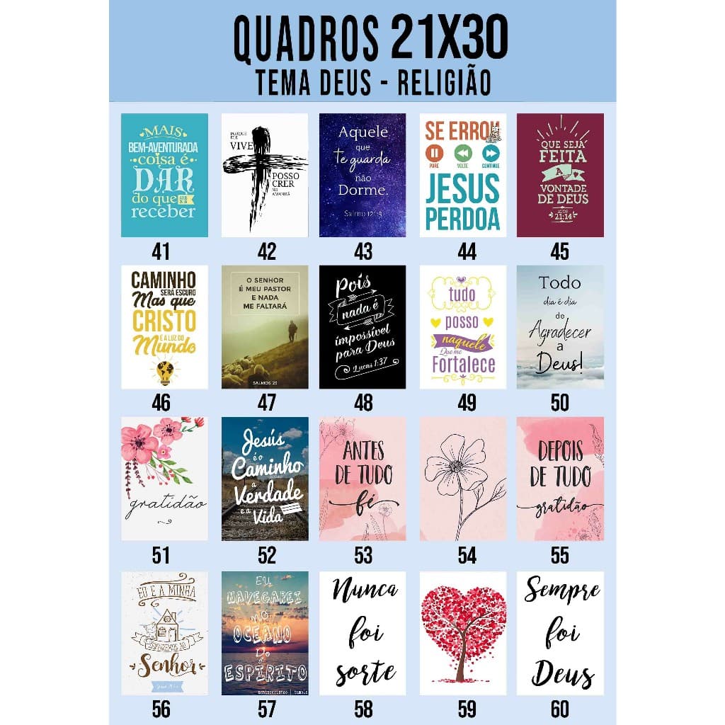 KIT 3 QUADROS DEUS - FRASES - RELIGIÃO - BIBLICA 01 Á 60 - Placa decorativa - Quadro parede & decoração