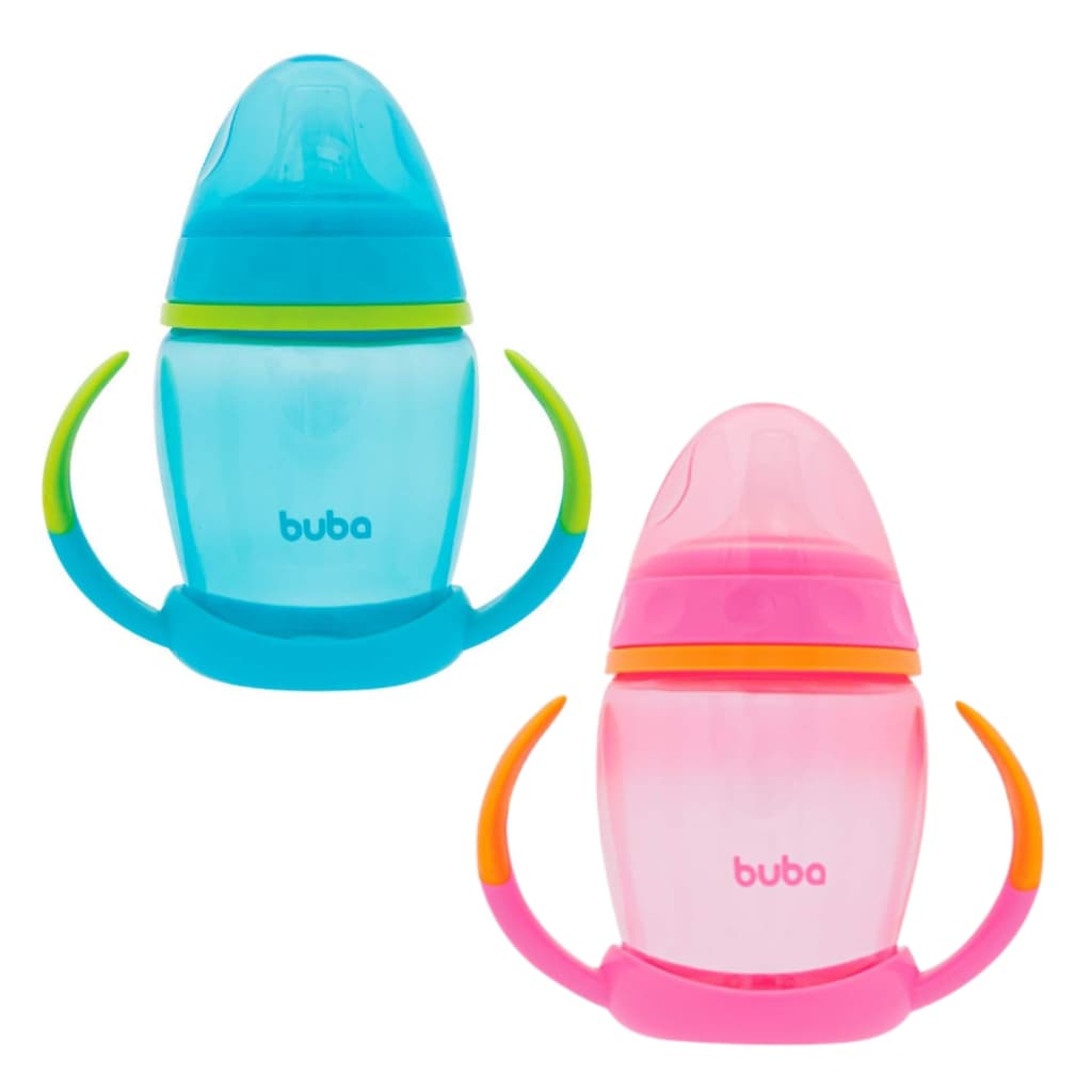 Copo de Treinamento Bebê com Alça Removível Bico Silicone Buba 250ml