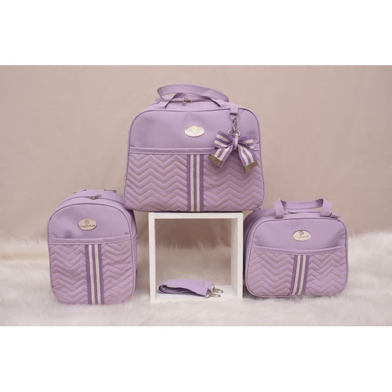 Kit Bolsa de Bebê Laço 3 Peças (Lilás)