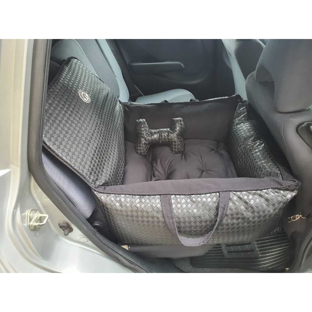 Assento Cadeirinha Carro Cachorro Cães Gatos Até 20kg Cadeira de Couro Almofada Oxford  Preto Confortavél Para Viagem