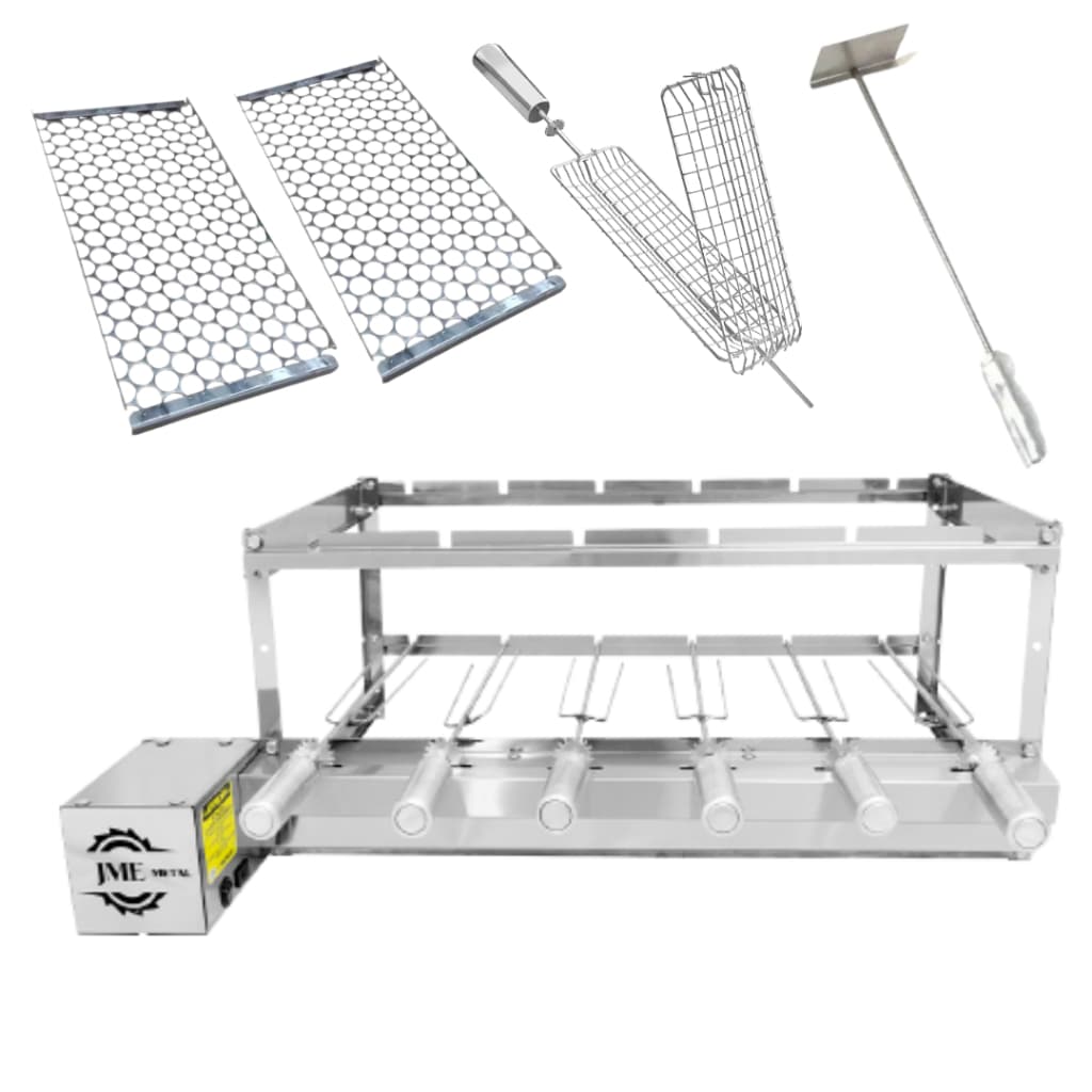 Gira Grill 100% Inox 6 Espetos Mais Acessórios L6