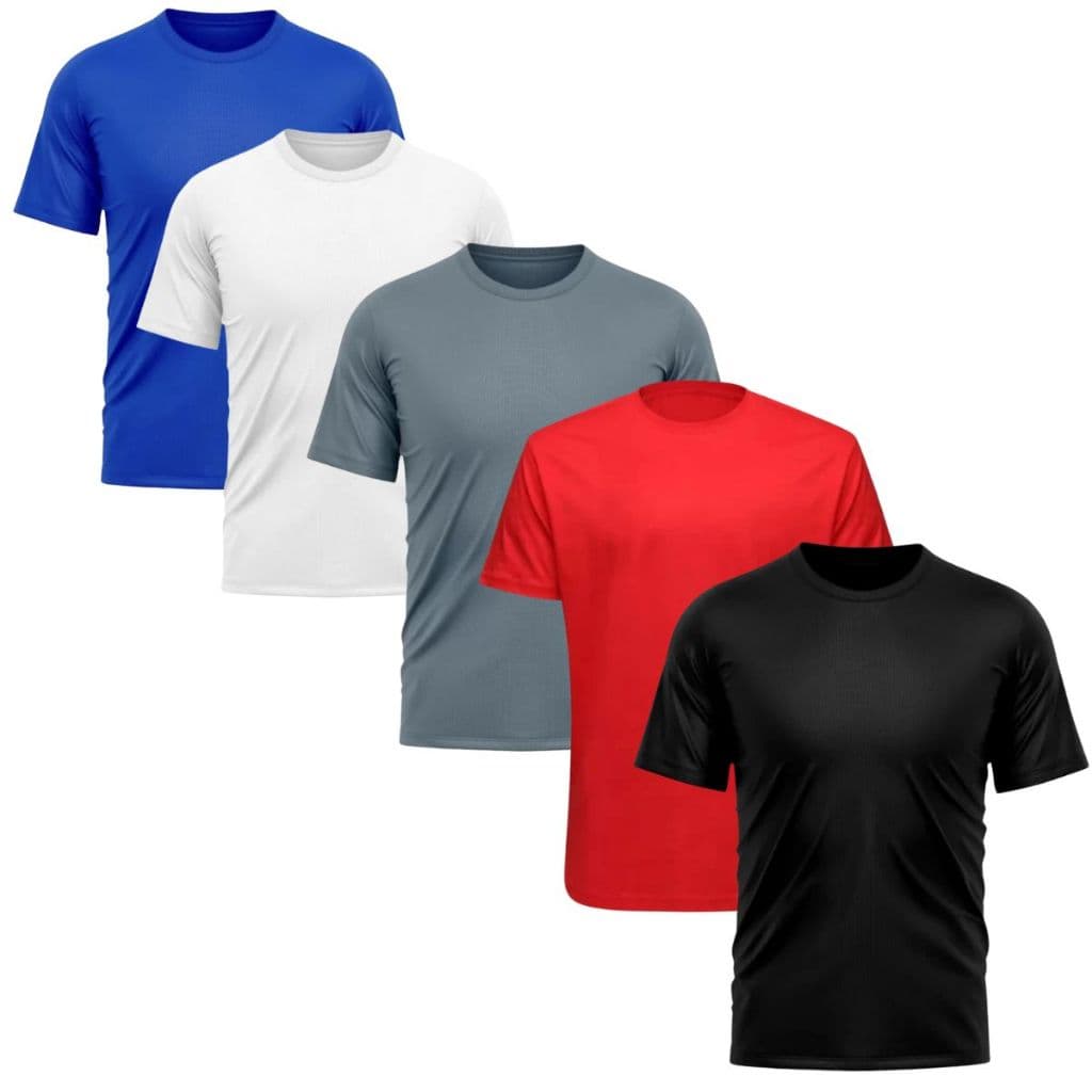 Kit 5 Camiseta Masculina Dry Fit Premium Blusa Lisa Proteção Solar UV Térmica Anti Suor Academia Exercícios Corrida Bike