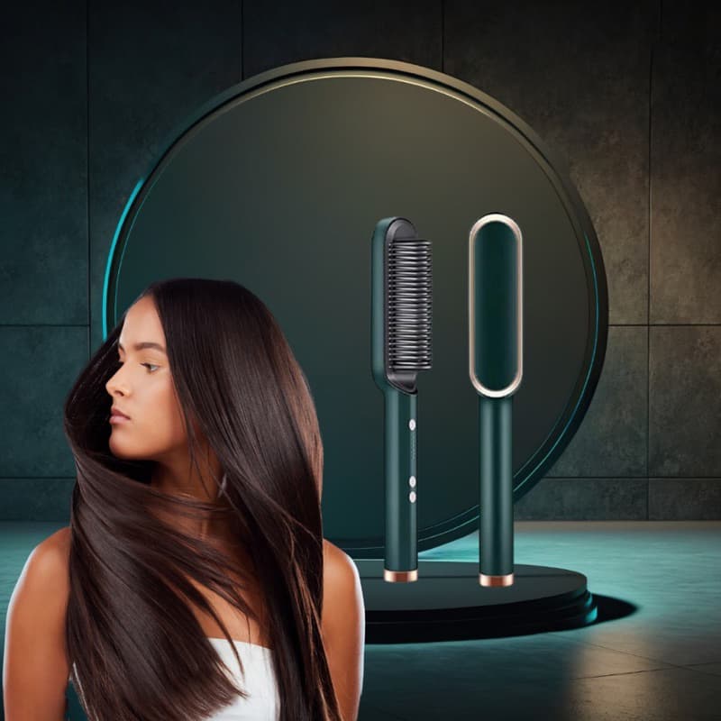 Escova Alisadora 3 em 1 - Alisa, Seca, Hidrata, Modela e Anti-Frizz