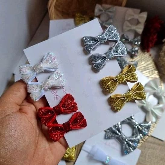 Presilha de cabelo bebê parzinho de laços mini lacinho de brilho para bebê