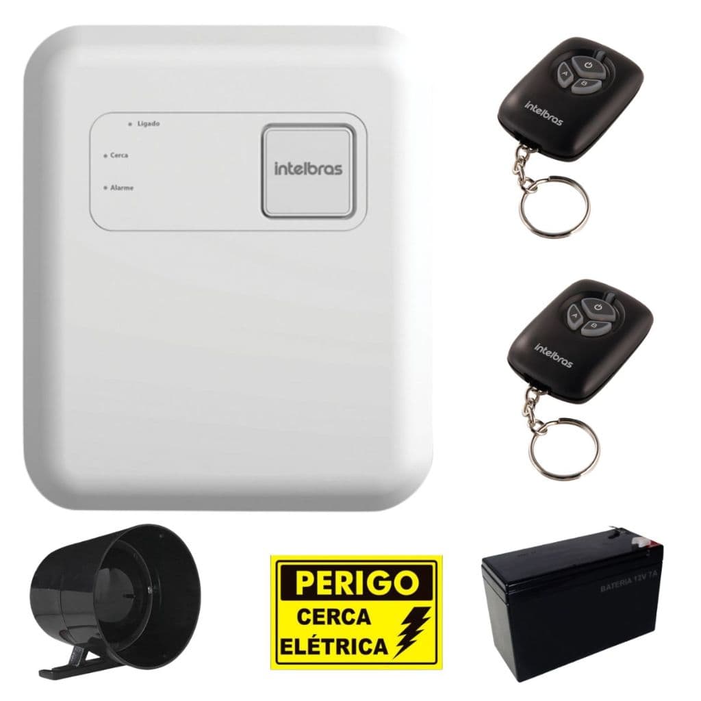 Central Choque Cerca Elétrica Intelbras Elc 3012 2 Controles Sirene e Bateria