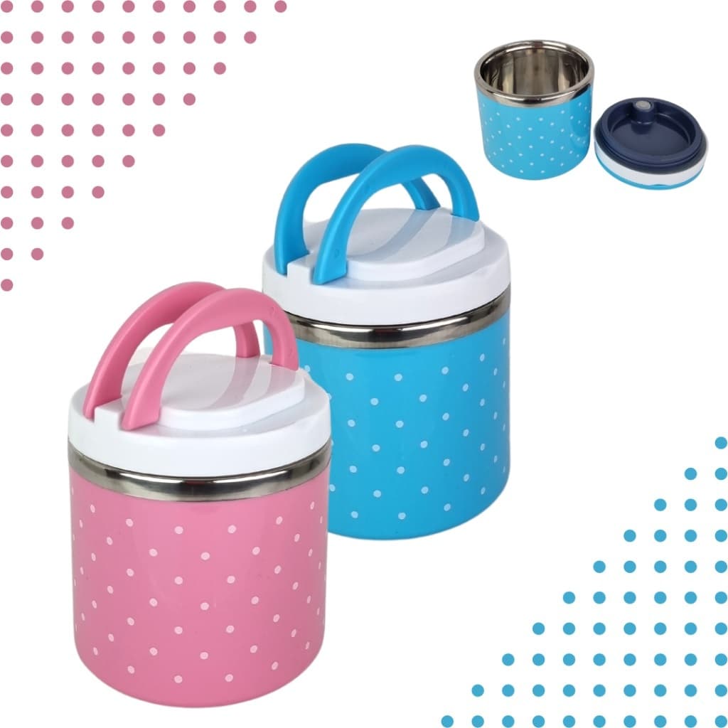 Pote Marmita Térmico 450ml Plástico Com Inox E Vedação Prático E Fácil 11x11cm