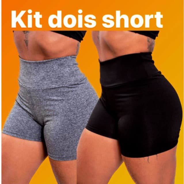 KIT 2 SHORT FEMININO BÁSICO SUPLEX ACADEMIA TREINO