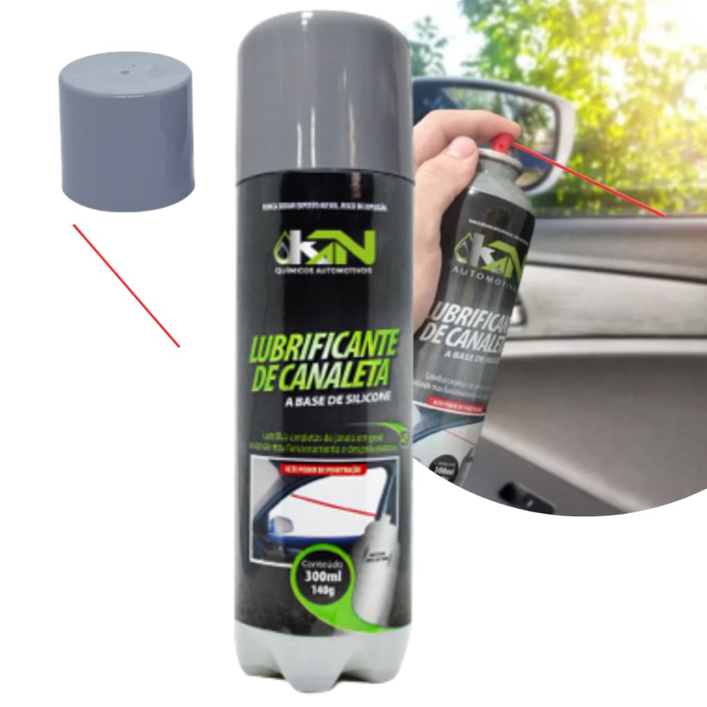 Lubrificante de Canaleta Vidro Janela Porta 300ml Silicone Spray Multiuso Casa Carro