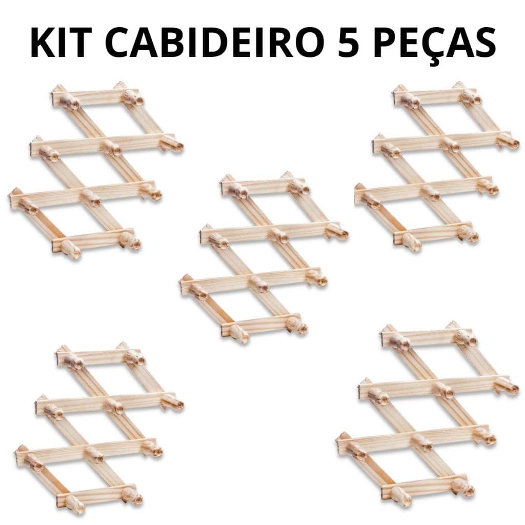 KIT JOGO 5 UNIDADES CABIDE CABIDEIRO SUPORTE SANFONA 10 GANCHOS MADEIRA RESISTENTE DE PAREDE OU PORTA