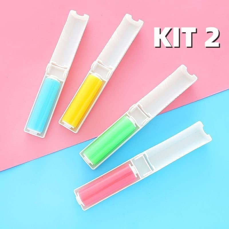 Kit 2 Rolo Adesivo Tira Pelos Portátil Lavável Reutilizável Para Dia a Dia Compacto
