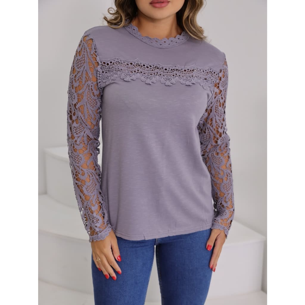 CAMISA MANGA LONGA LISA COM PEDRINHA PARTE DE CIMA