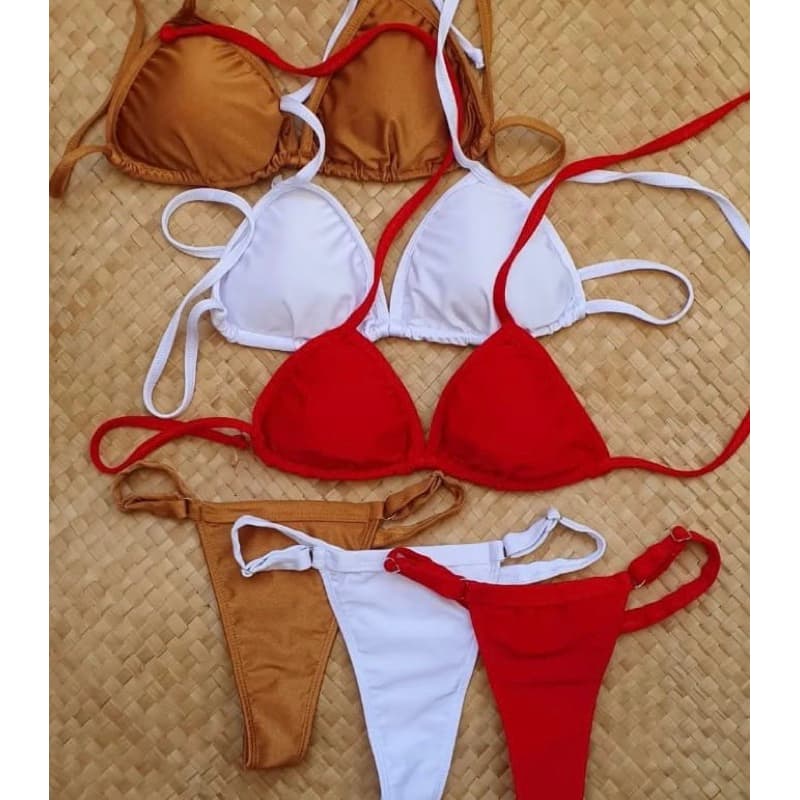 Biquíni cortininha fio dental calcinha com regulador moda praia beach gloss marquinha fita verão