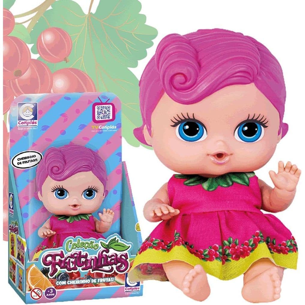 Boneca Coleção Frutinhas -  Cheirinho de Frutas Groselha -  Em  Plástico Vinil Articulada Cotiplas