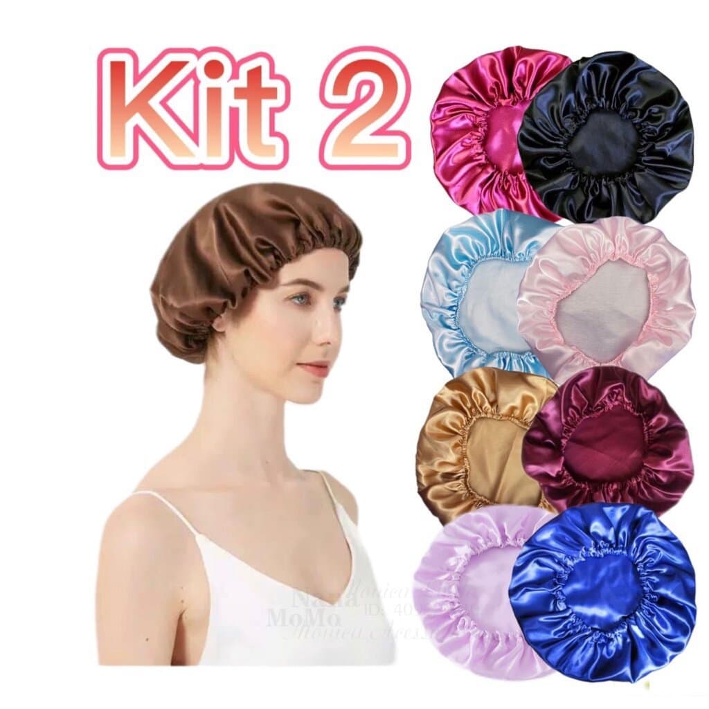Kit 2 Touca Toca de Cetim Seda Antifrizz Anti Frizz Para Cabelos Cacheados e Todos os Tipos de Cabelos Ideal Para Dormir