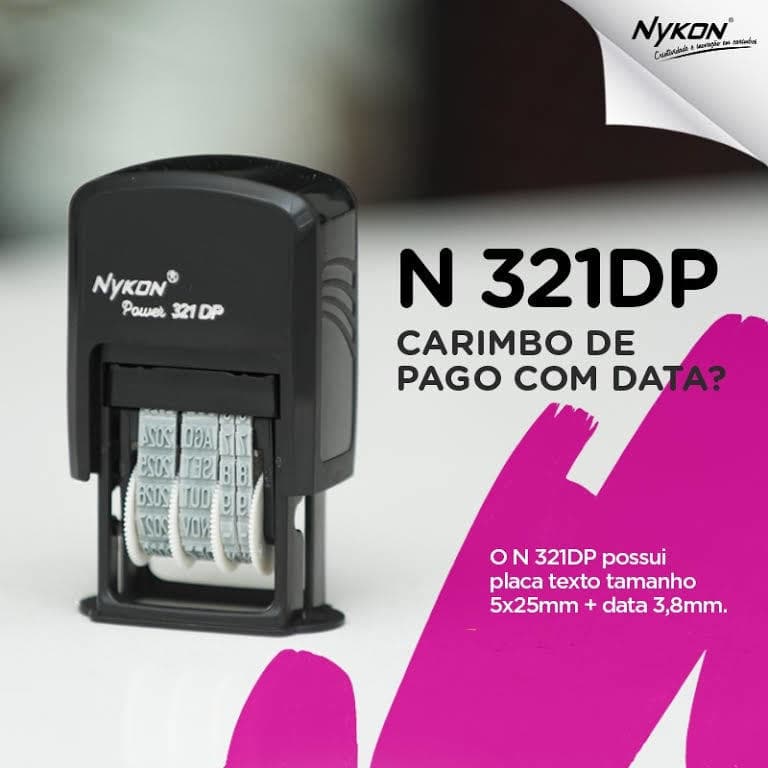 Carimbo Nykon Datador 321DP - Com base para escrita