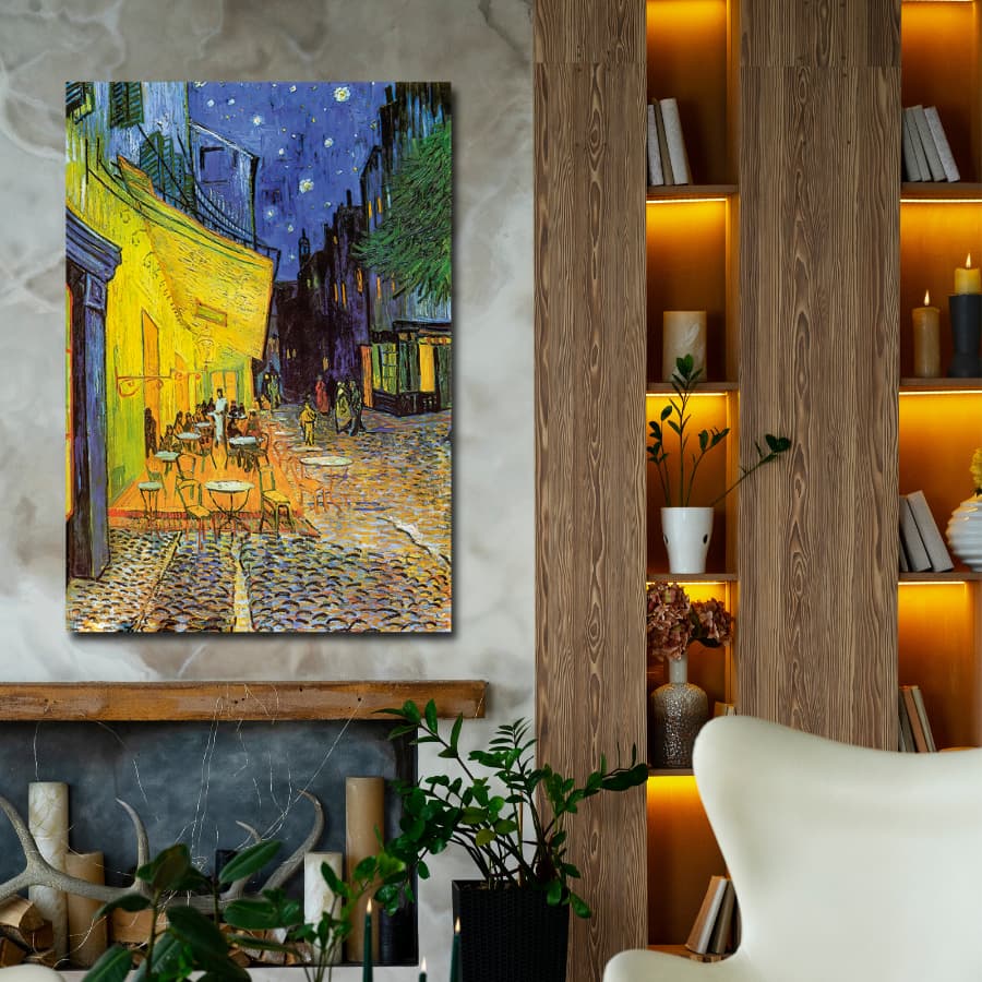 Quadro Tela Van Gogh Terraço do café a noite Obras de artes tela acetinada