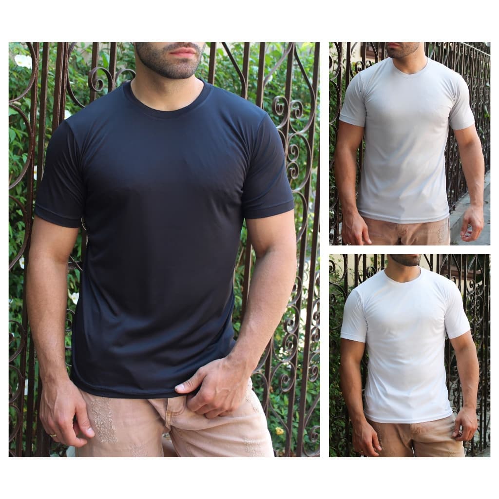 KIT 3 Camiseta Masculina Básica Tecno Dry Uv 50 Malha Fria Academia Anti-Suor