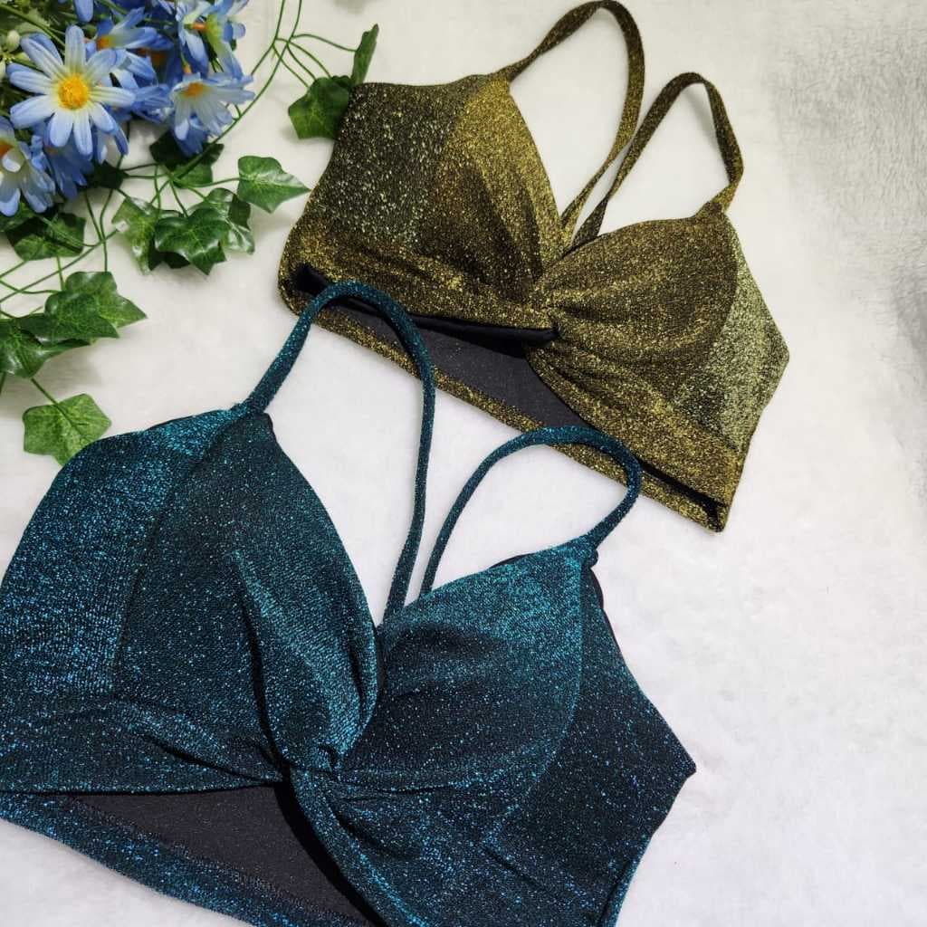 Cropped Lurex Brilhoso - Cropped suplex - Cropped canelado -moda blogueirinha. Xadrez listrado