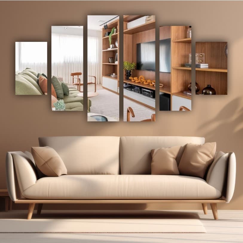 espelho decorativo grande 6 partes sala casa quarto Retangular