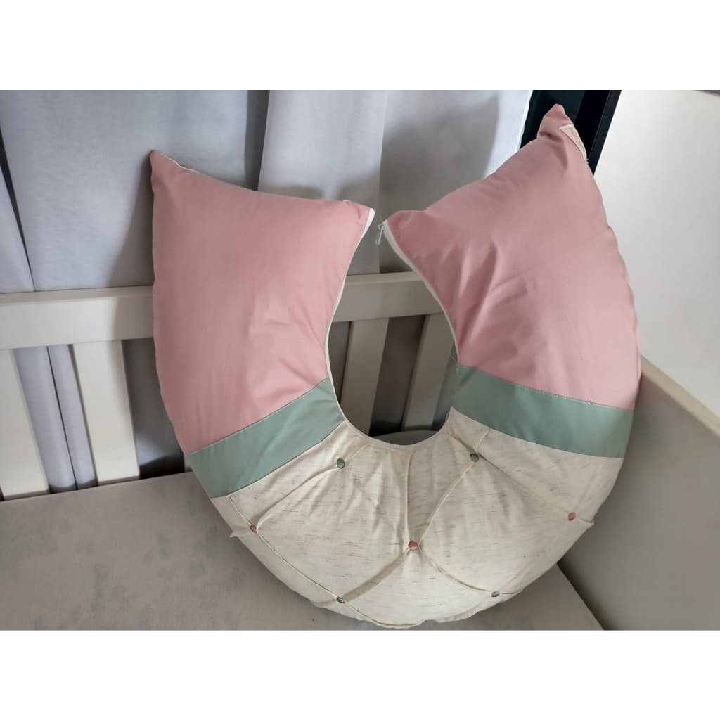 Almofada Amamentar Menina Jardim das Flores Rose Blush com Linho