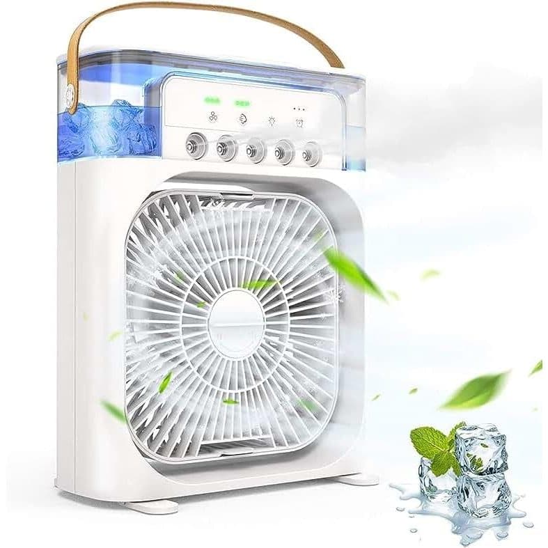 Mini Ar Condicionado Umidificador Climatizador Ventilador Portátil de Mesa Led Água e Gelo 3 Velocidades