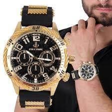 Relógio Masculino Prova D'Água Dourado Preto Azul Branco Pulseira de Silicone