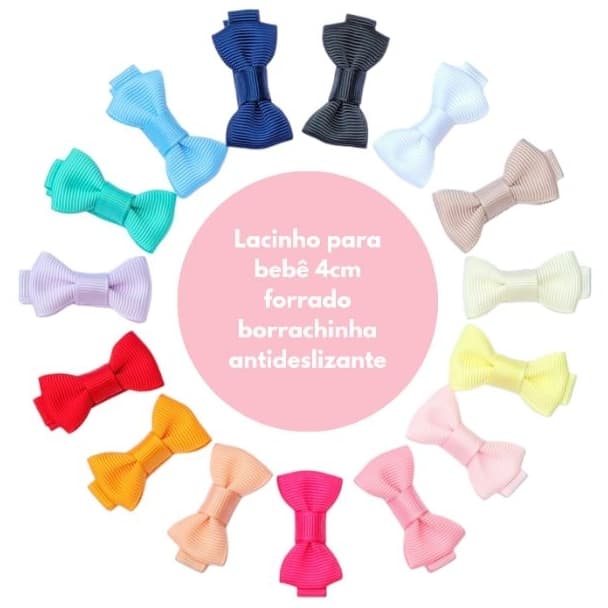 Mini laço para bebê com 10 unidades presilha encapada/ lacinhos/infantil/com borracha antideslizante
