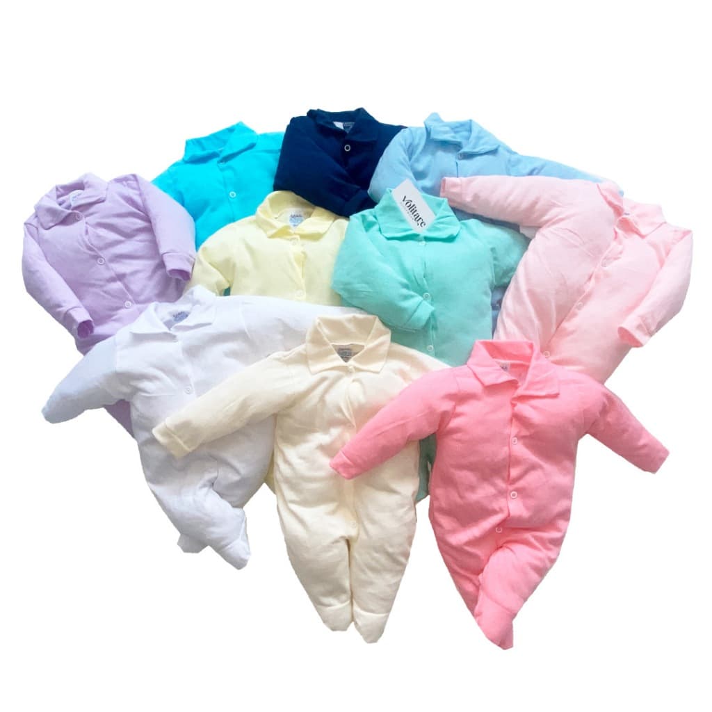 Kit 3 Macacão de Malha de bebê Maternidade 100% Algodão Enxoval