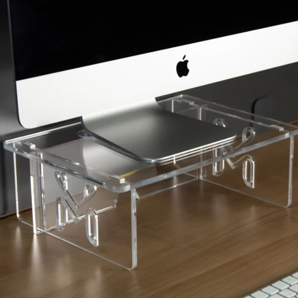 Base para Monitor Acrilico Home Office Mesa Gamer Ergonômico Suporte Tv Notebook Madeira Escritório Base Quarto Organizador Decorativo Bancada CPU