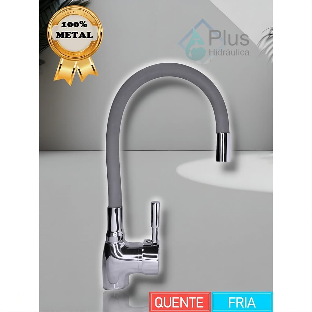 Torneira Monocomando Cinza De Bancada de Luxo