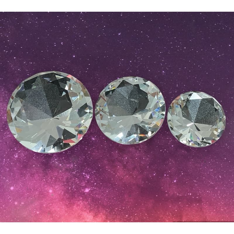 Kit  3 Peças Diamante de Vidro Cristal Lapidado Para Decoração Tamanhos : 6,5cm + 5cm + 4cm