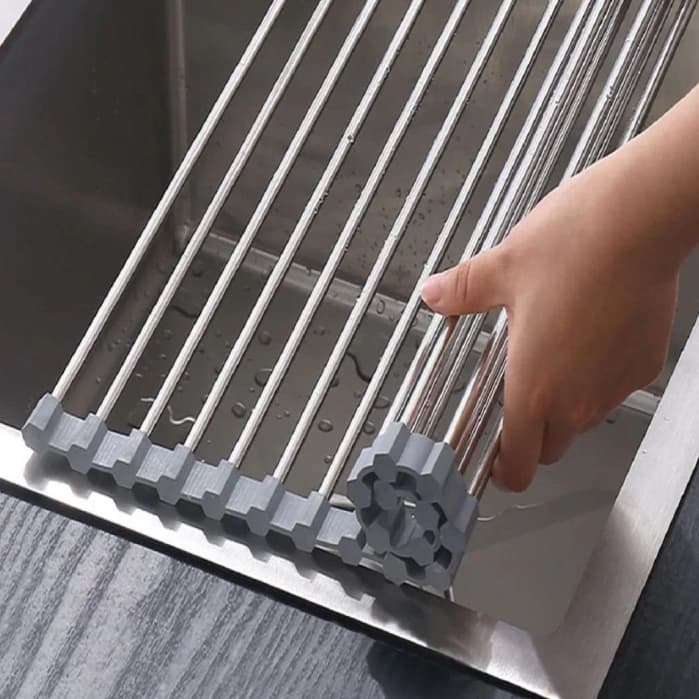 Escorredor Escorredores Multiuso Inox Dobrável Apoio Esteira Louça Louças Pia Flexível Tamanhos Disponíveis Á Escolha