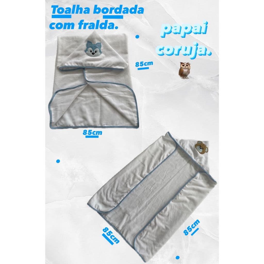 Toalha De Banho Infantil Forrada Bordada