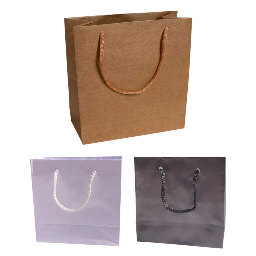 Sacolas De Papel Coloridas Preta Branca ou Kraft Pequenas PP 10x10x5cm 10 a 100 Unidades Bolsa de Papel 110gr Presentes