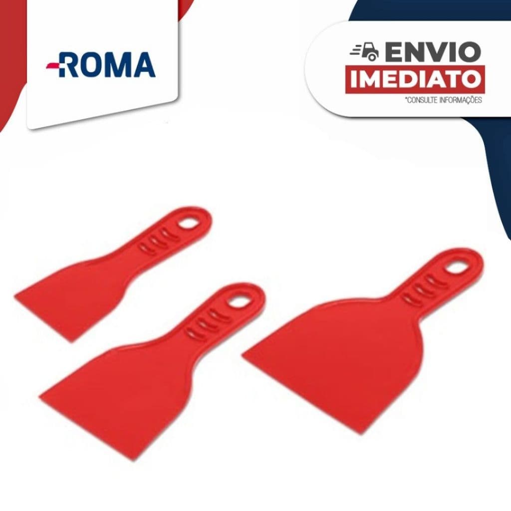 Espátula Lisa Plastica Roma Com Cabo 06cm 08cm 10cm (ESCOLHA O TAMANHO)
