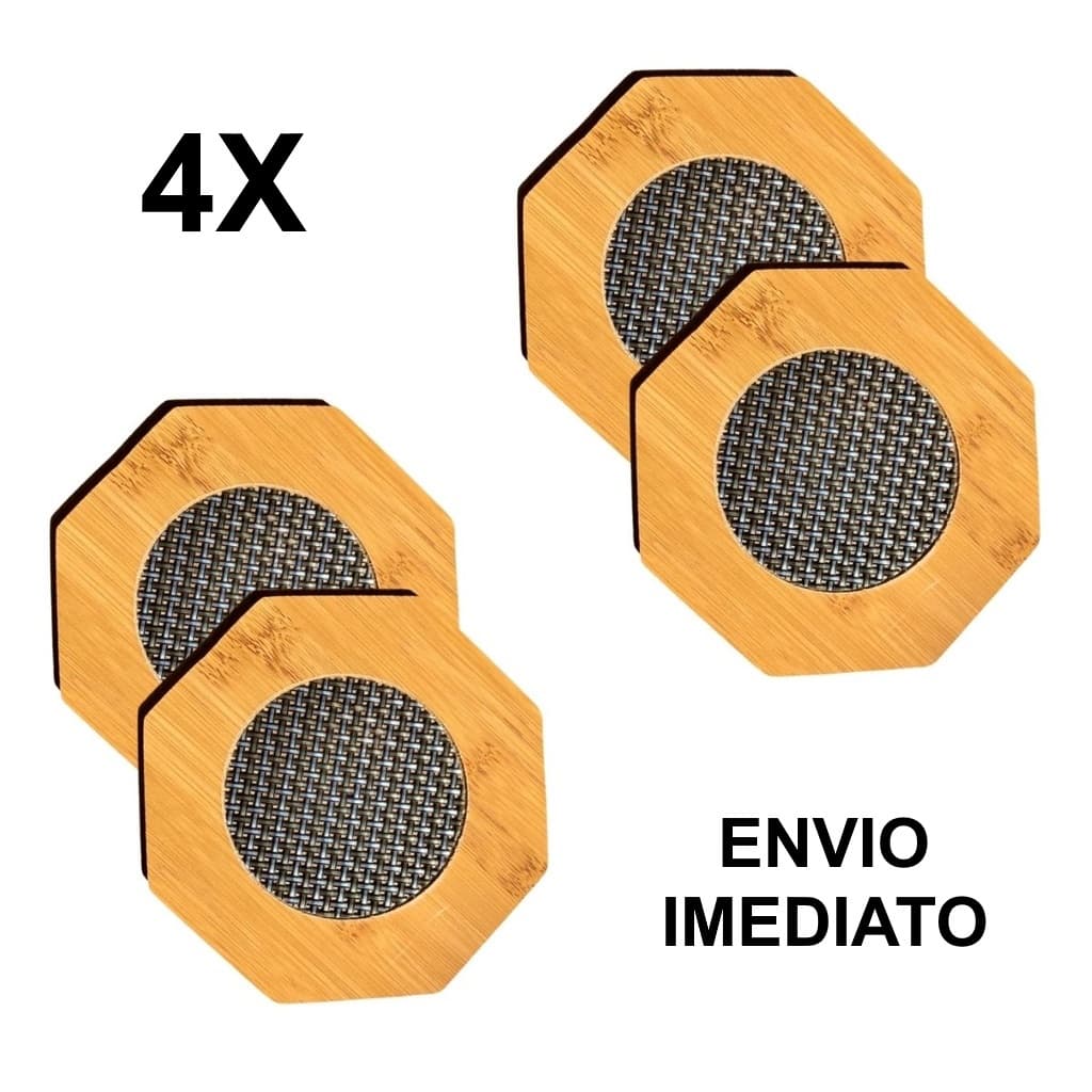 Kit 4 Peças Descanso de Panela Bambu, Apoio Panela, Porta Panela, Suporte de Panela 17cm