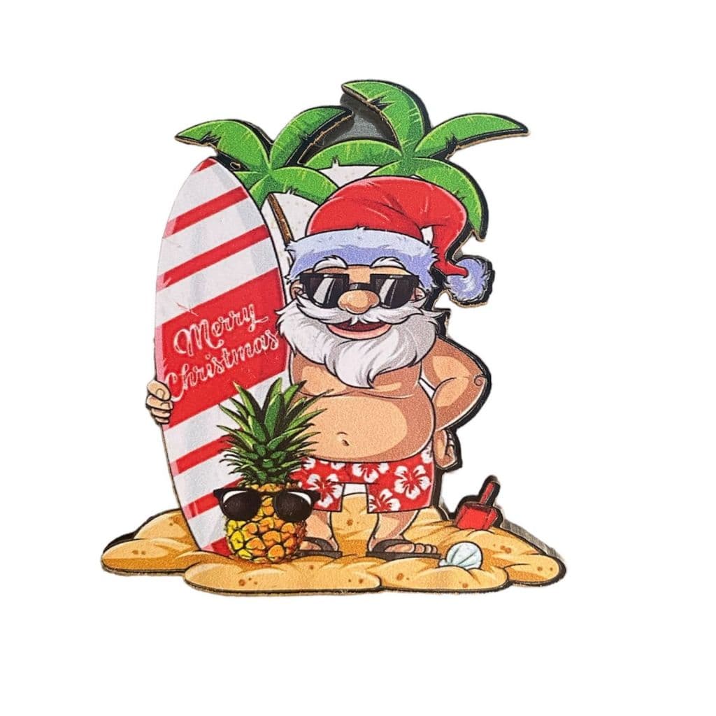 KIT 3 Imãs Decorativo em MDF - Natal - Papai Noel Surf