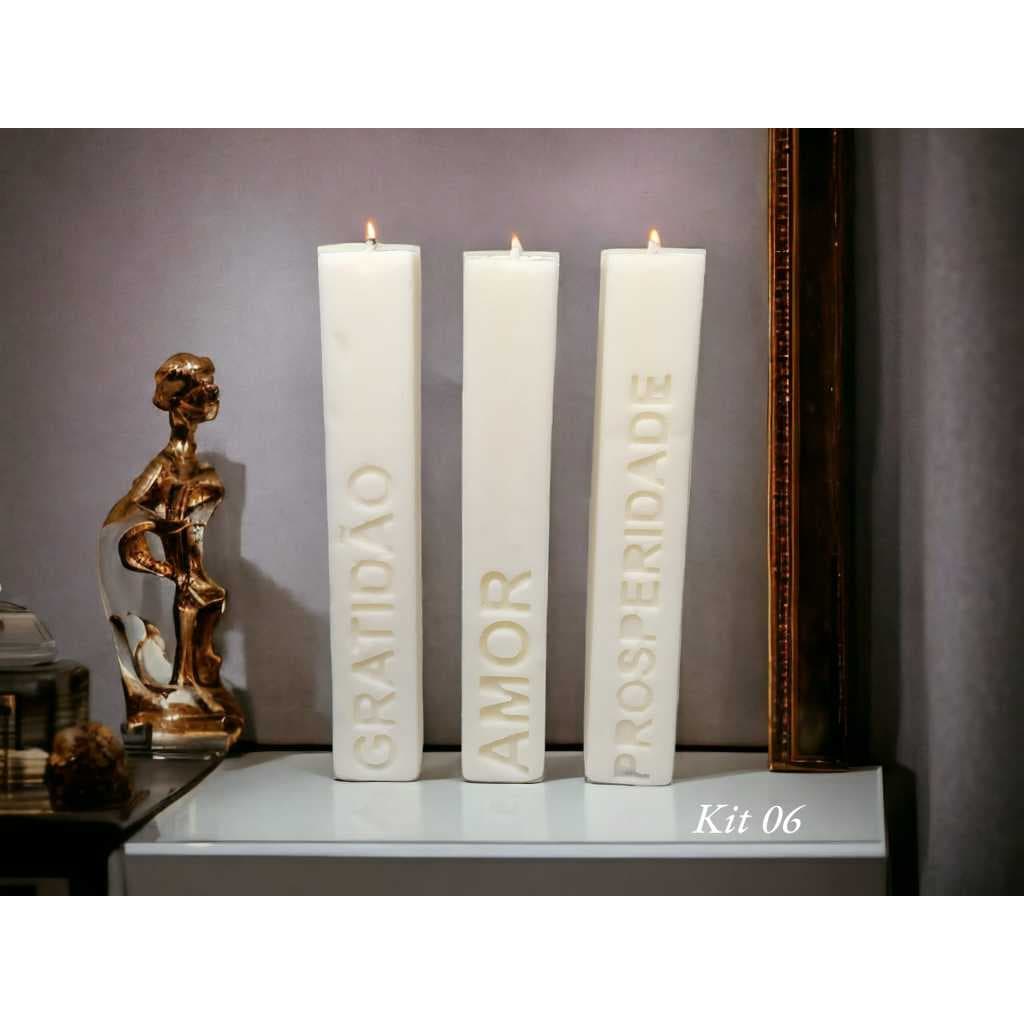 Kit 3 Velas Com Intenções/Desejos/Palavras, Vela Decorativa Aromática Artesanal