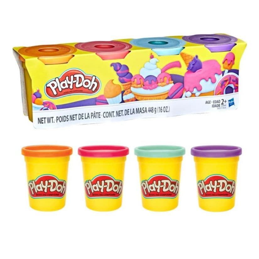Massa de Modelar Play-Doh com 4 Potes Tamanho grande - 112 g cada pote - Hasbro - Escolha as cores