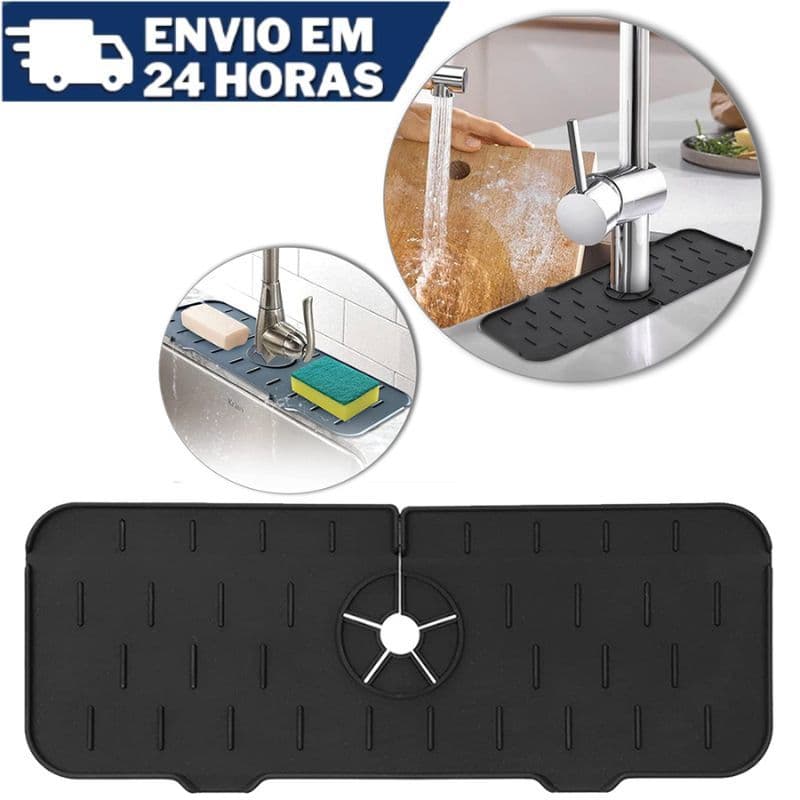 Tapete Escorredor de Pia e Protetor em Silicone Base para Torneira de Cozinha