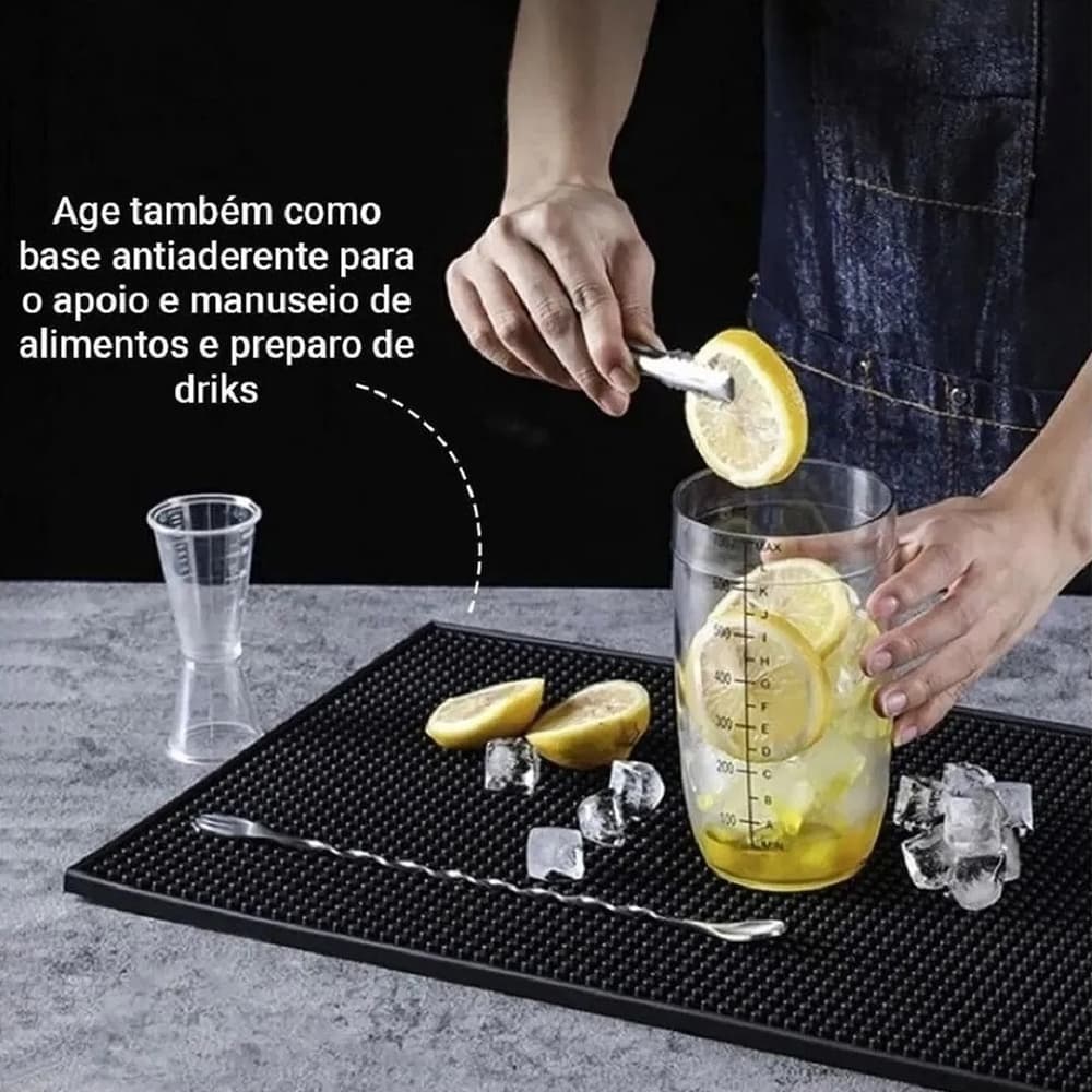 Tapete Escorredor de Louça 45x30 Emborrachado Antiderrapante para Secar Louça, Preparar Drinks Barmen e Protege Móveis