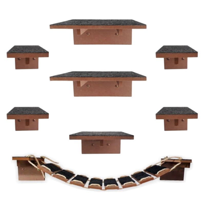 Parquinho Playground para gatos Ponte Prateleira Degraus com carpete Mdf 15mm