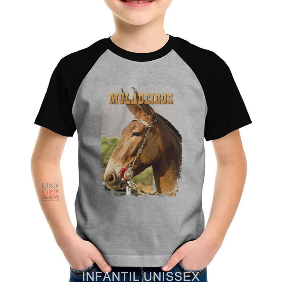 Camiseta Raglan Infantil Unissex Muladeiros country west Muladeiro
